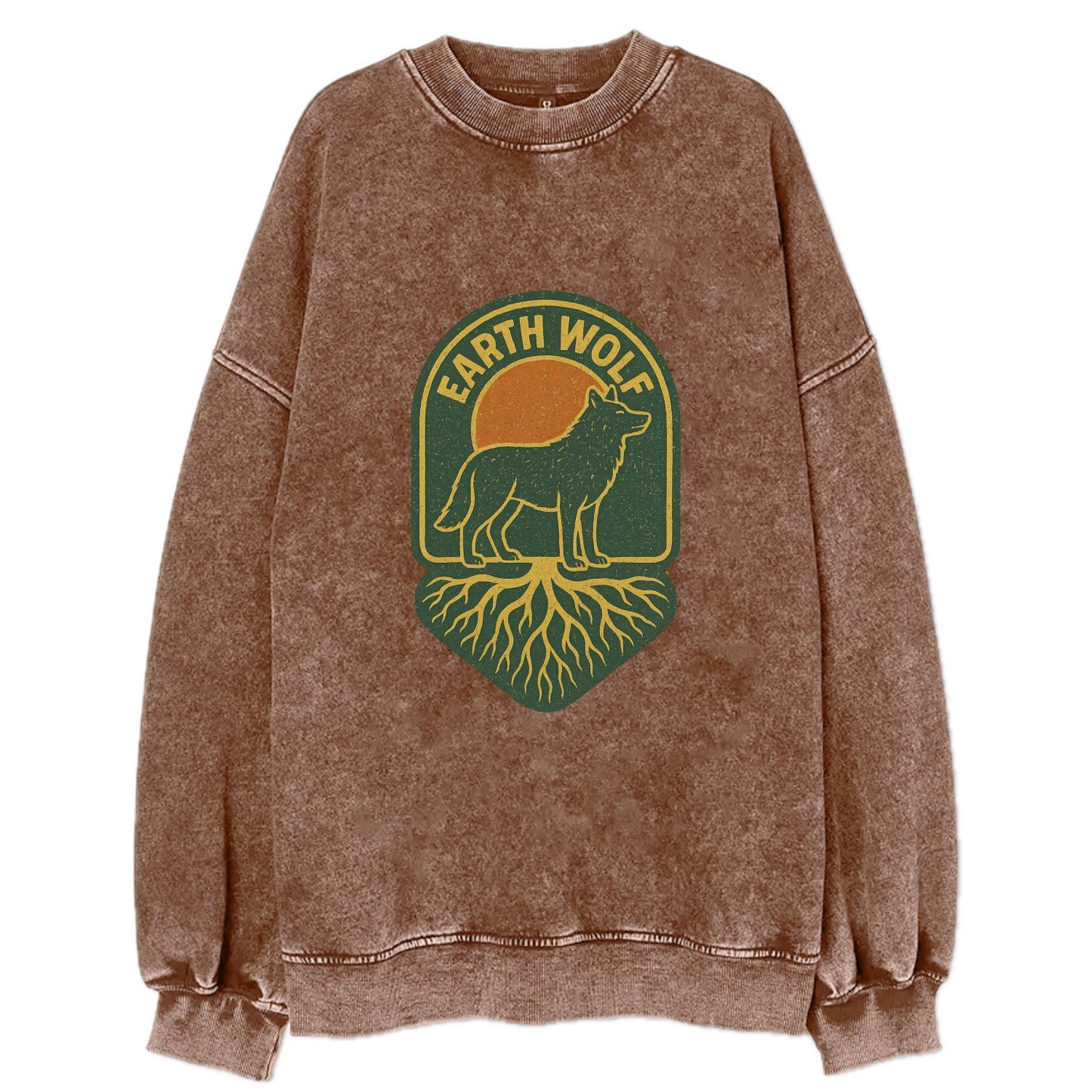 Earth Wolf Roots  - Vintage Sweatshirt - Brown