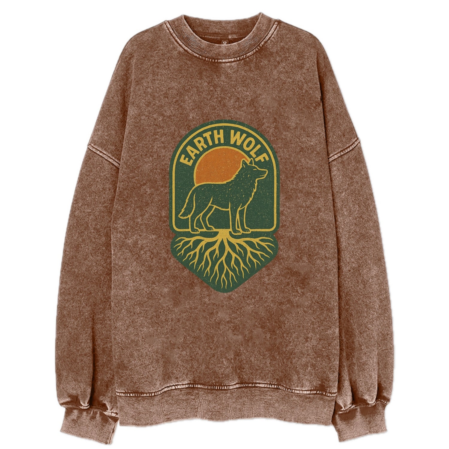 Earth Wolf Roots  - Vintage Sweatshirt - Brown