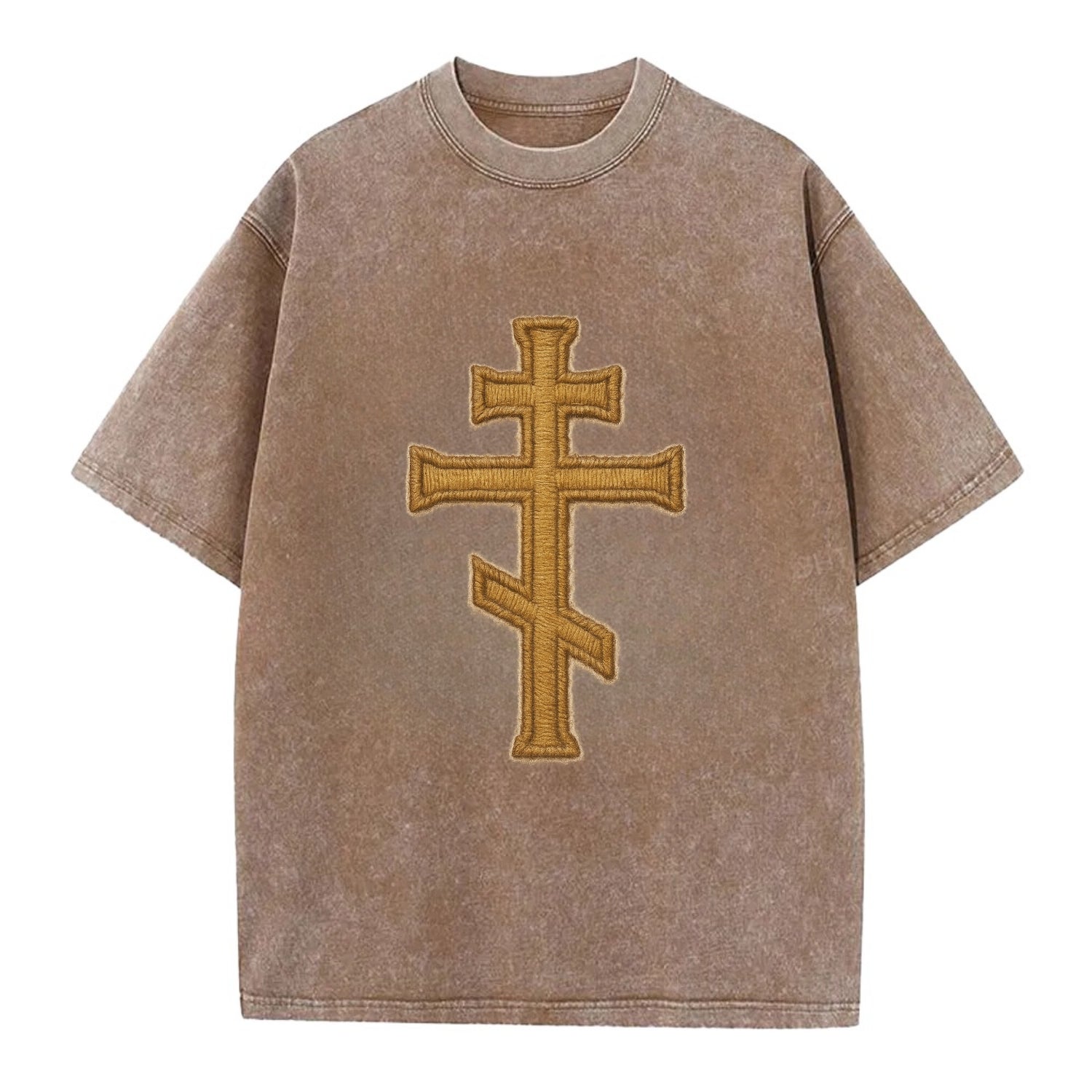 Orthodox Cross  - Vintage T-shirt - Brown