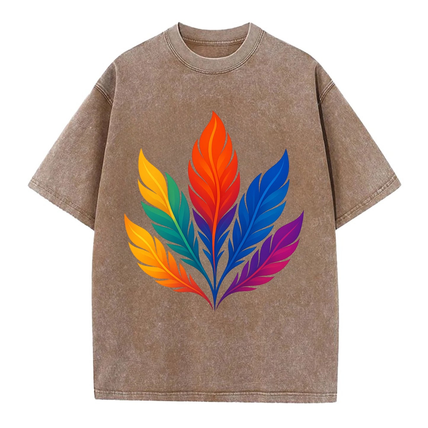 Phoenix Feathers - Each feather a differ - Vintage T-shirt - Brown