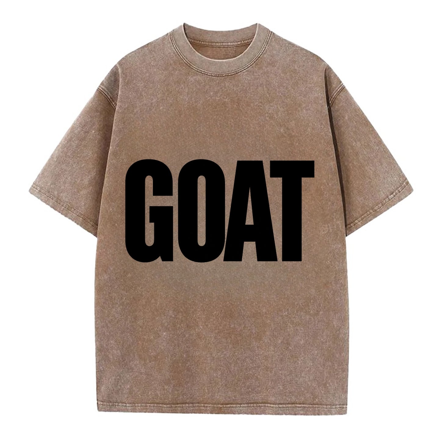 Bold typography design - "GOAT" - greatest of all time - Vintage T-shirt - Brown