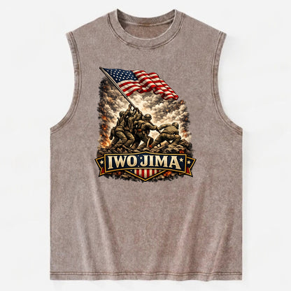 Iwo Jima Flag Raising - Vintage Washed Tank - Brown