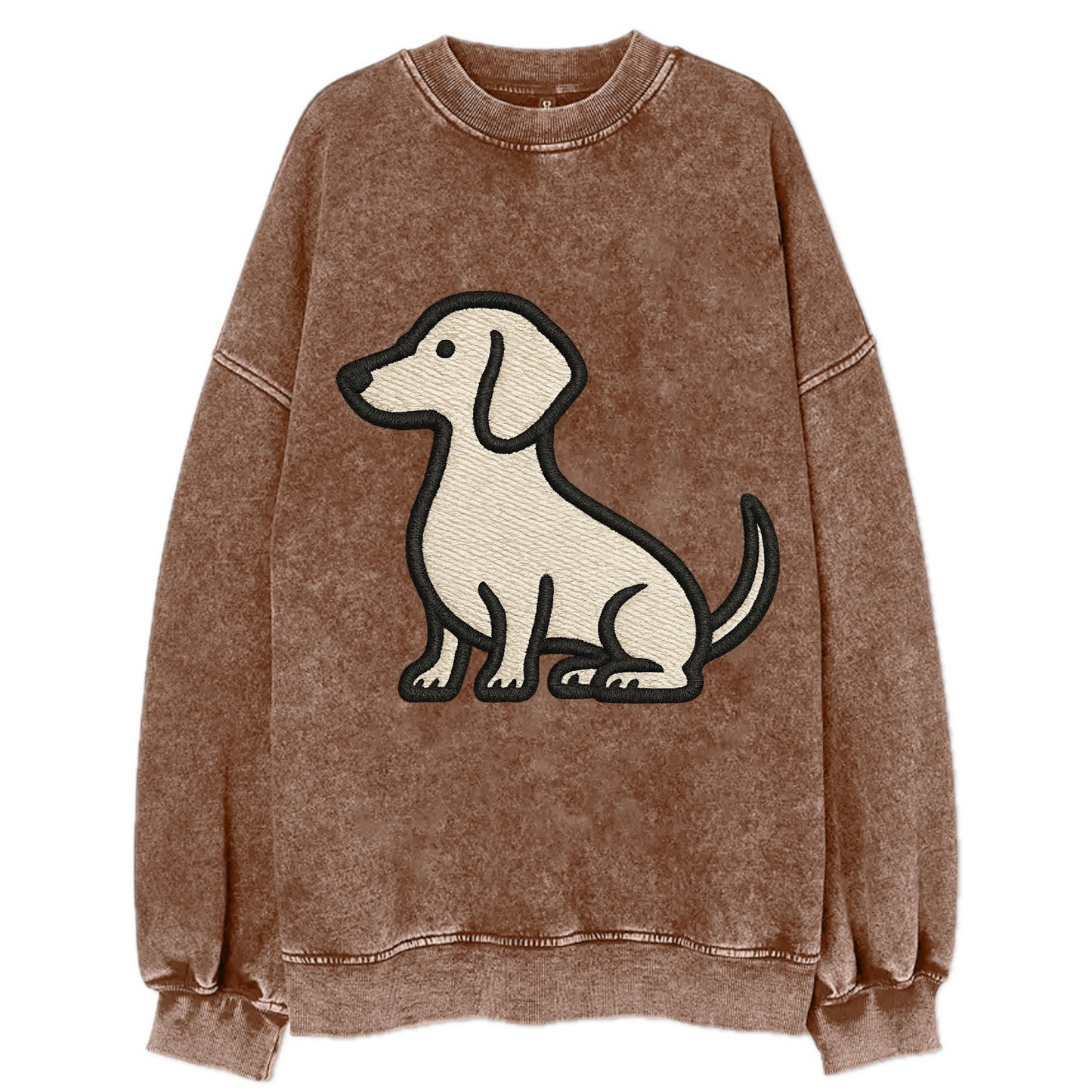 Dachshund - Long body profile view - Vin Vintage Sweatshirt - Brown