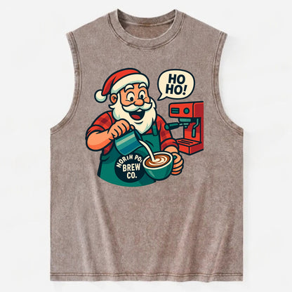 Santa Barista - Vintage Washed Tank - Brown