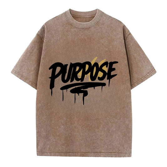 Bold typography design - "PURPOSE" - reason for being - Vintage T-shirt - Brown