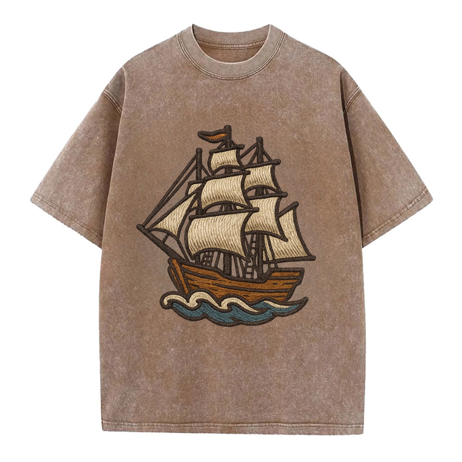 Sailing Ship  - Vintage T-shirt - Brown