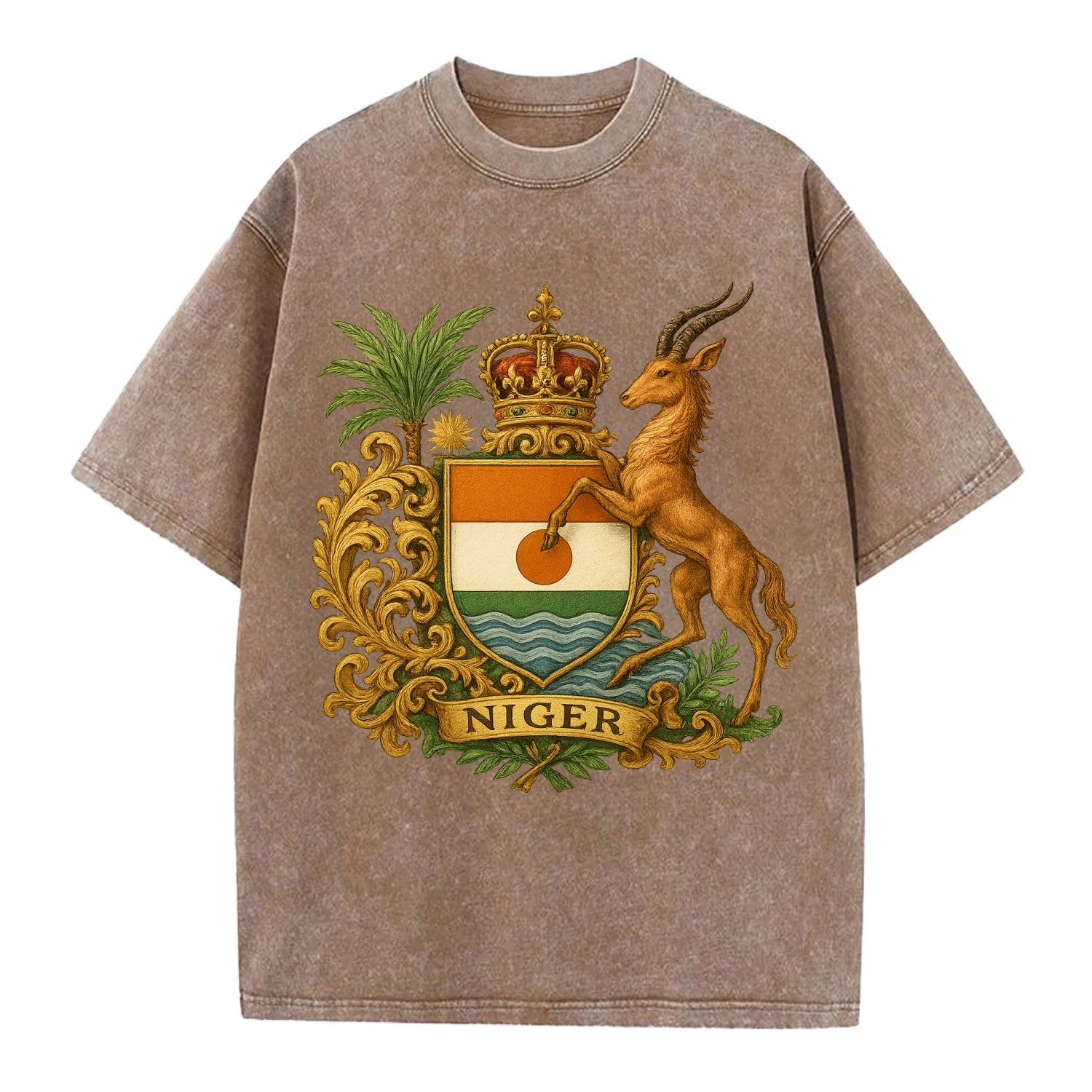 Niger Heritage Badge  - Vintage T-shirt - Brown
