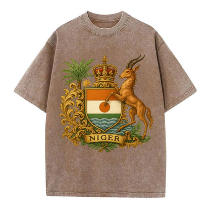 Niger Heritage Badge  - Vintage T-shirt - Brown