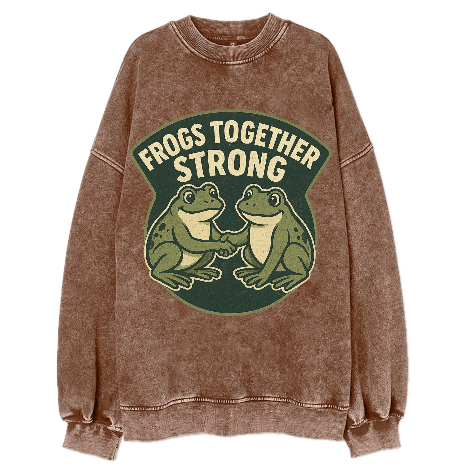 Frogs Together Strong 3 - Vintage Sweatshirt - Brown