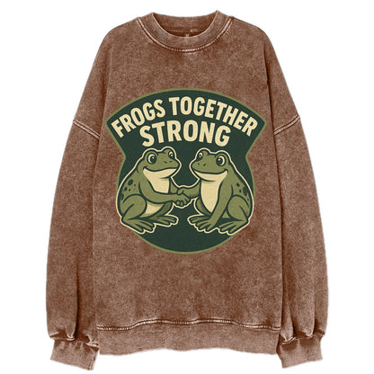 Frogs Together Strong 3 - Vintage Sweatshirt - Brown