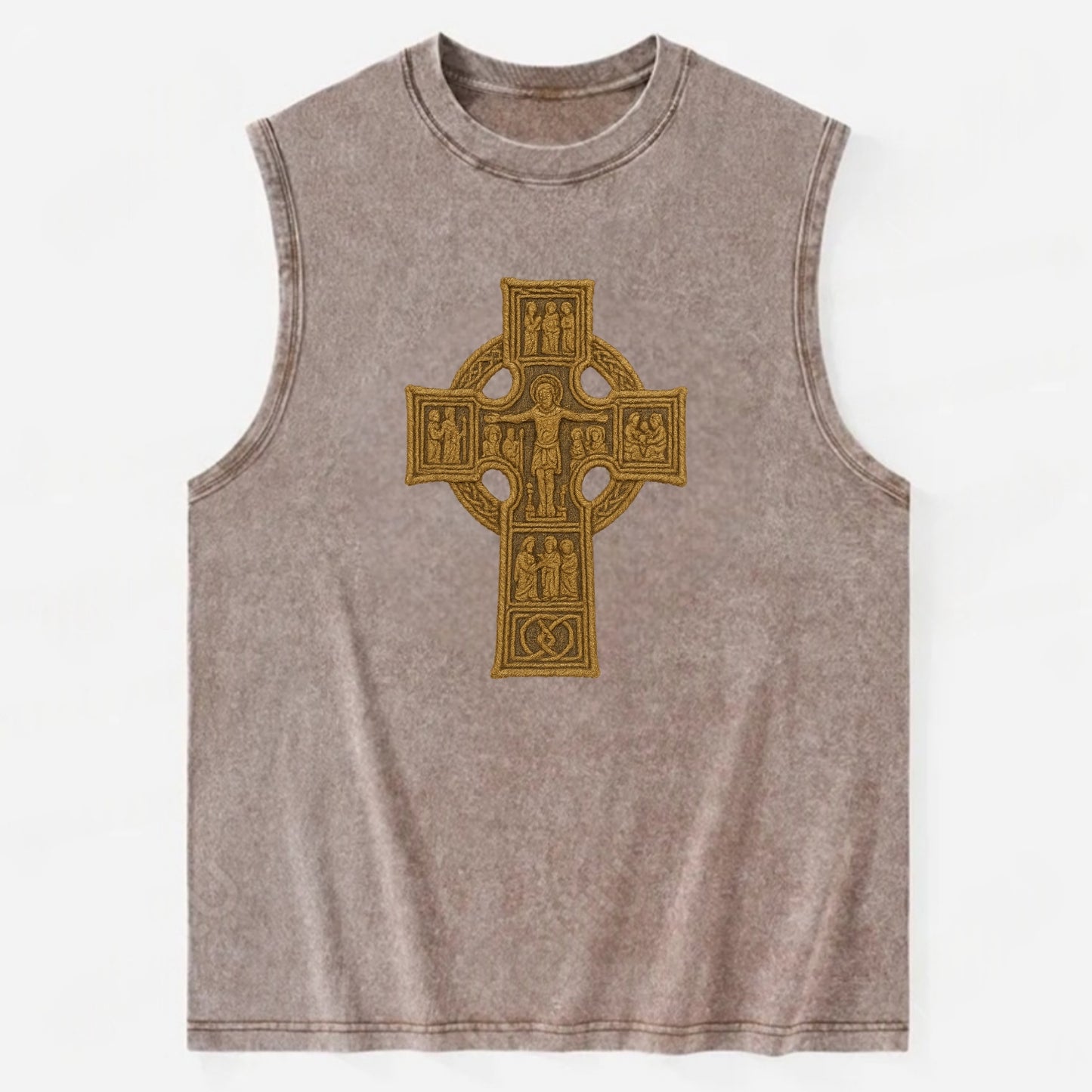 Monasterboice Cross - Vintage Washed Tank - Brown