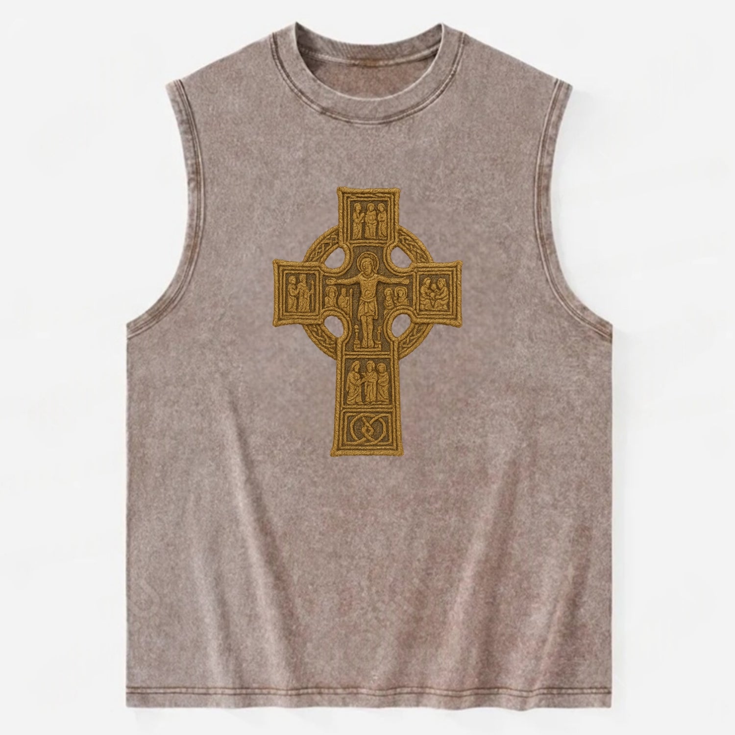 Monasterboice Cross - Vintage Washed Tank - Brown