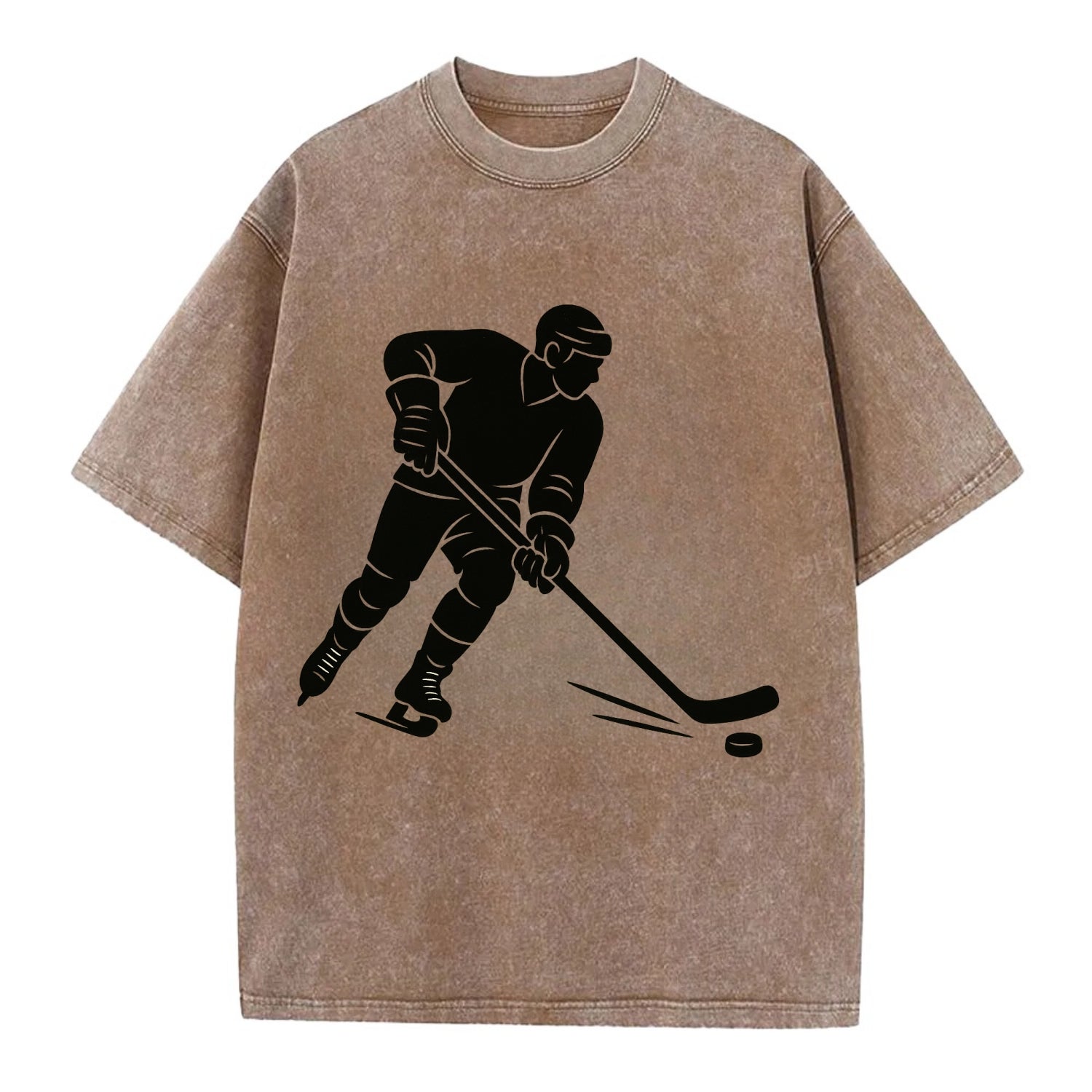 Ice hockey player shooting puck - Vintage T-shirt - Brown