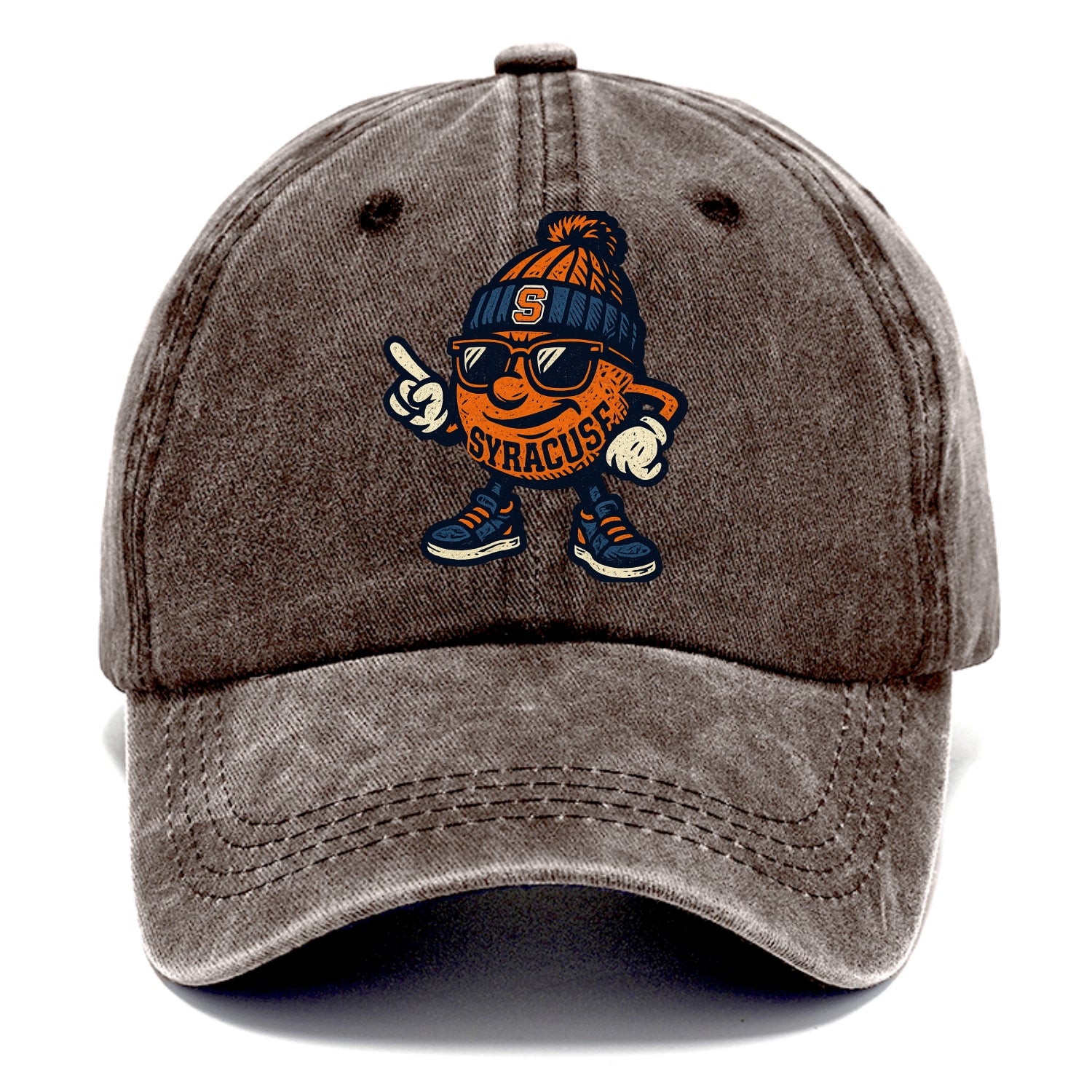 Syracuse Orange wearing Syracuse beanie with S patch - Classic Cap - Brown