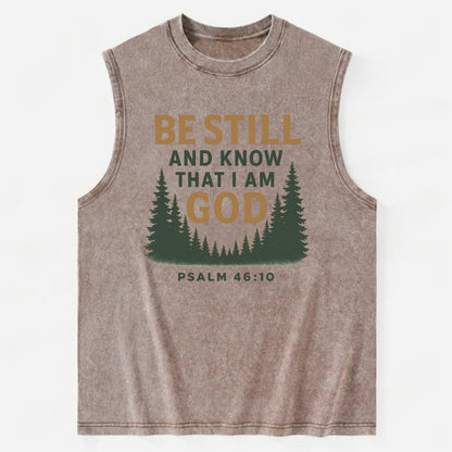 Psalm 46:10 Forest - Vintage Washed Tank - Brown
