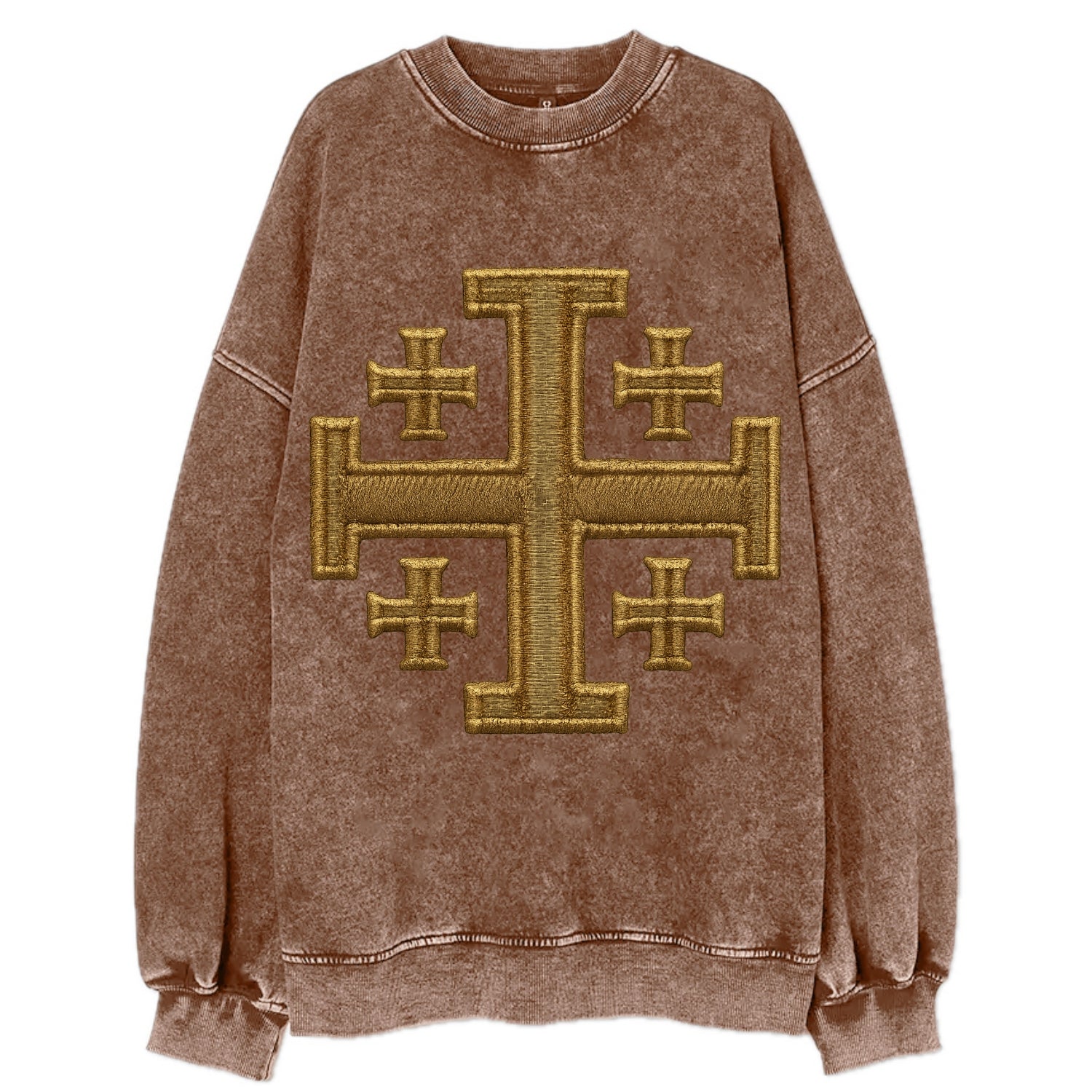 Jerusalem Cross  - Vintage Sweatshirt - Brown