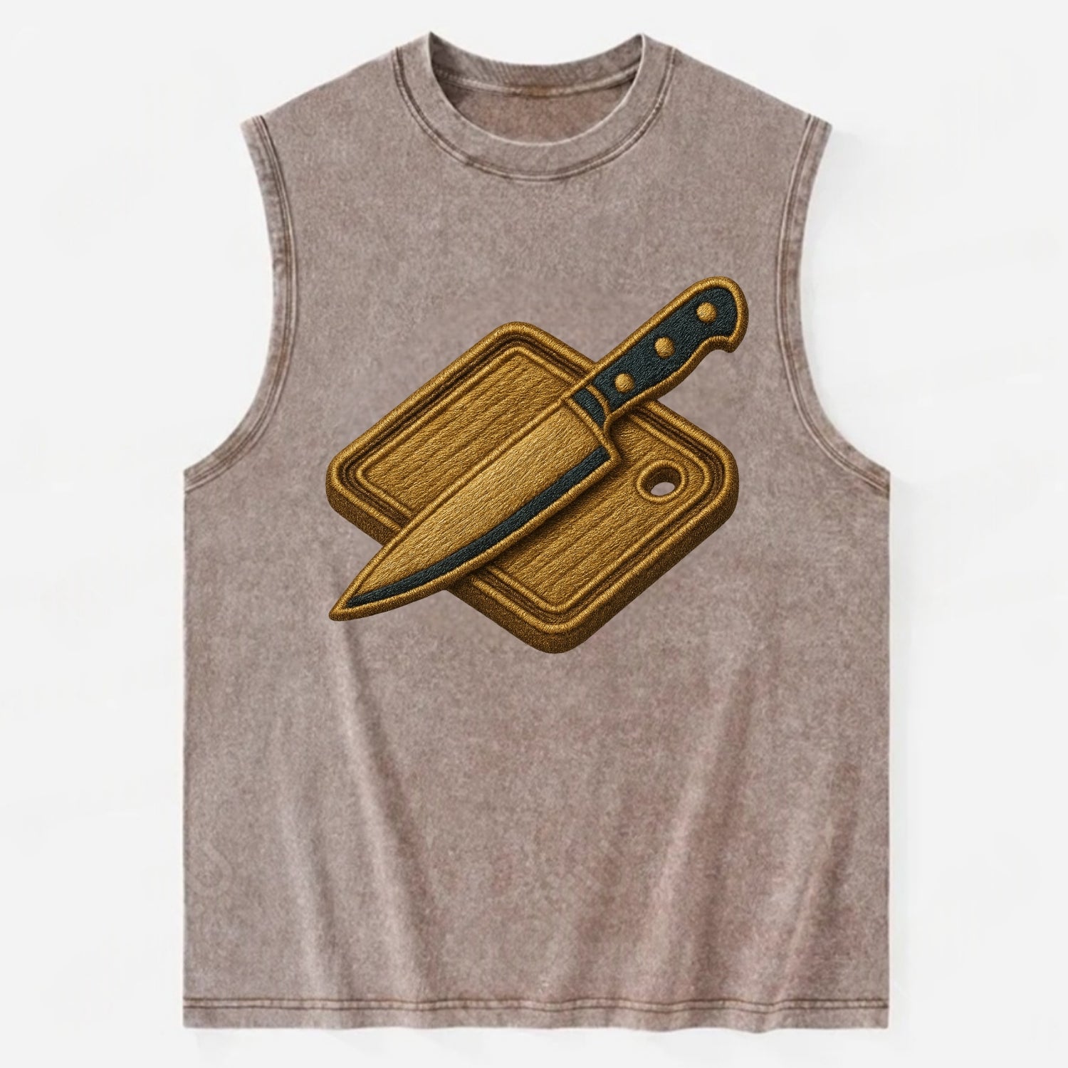 Chef knife with cutting board - culinary enthusiast - Vintage Washed Tank - Brown