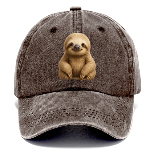 Baby Sloth - tan fur, long arms, peaceful smile, gentle eyes, front-facing, zen - Classic Cap