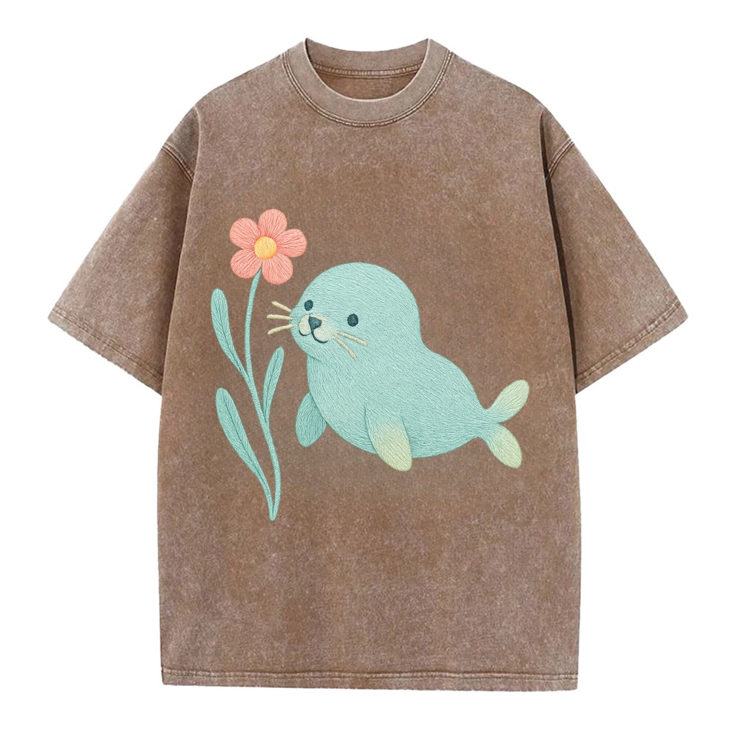 Mint Seal Pup - Vintage T-shirt - Brown