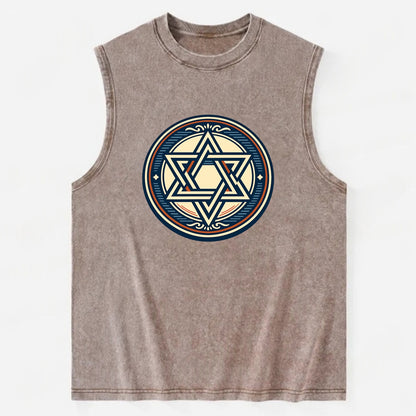 Celestial Unity Emblem - Vintage Washed Tank - Brown