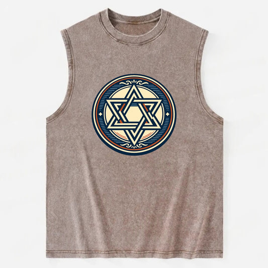 Celestial Unity Emblem - Vintage Washed Tank - Brown