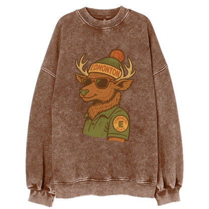 Edmonton Elk wearing Edmonton beanie wit - Vintage Sweatshirt - Brown