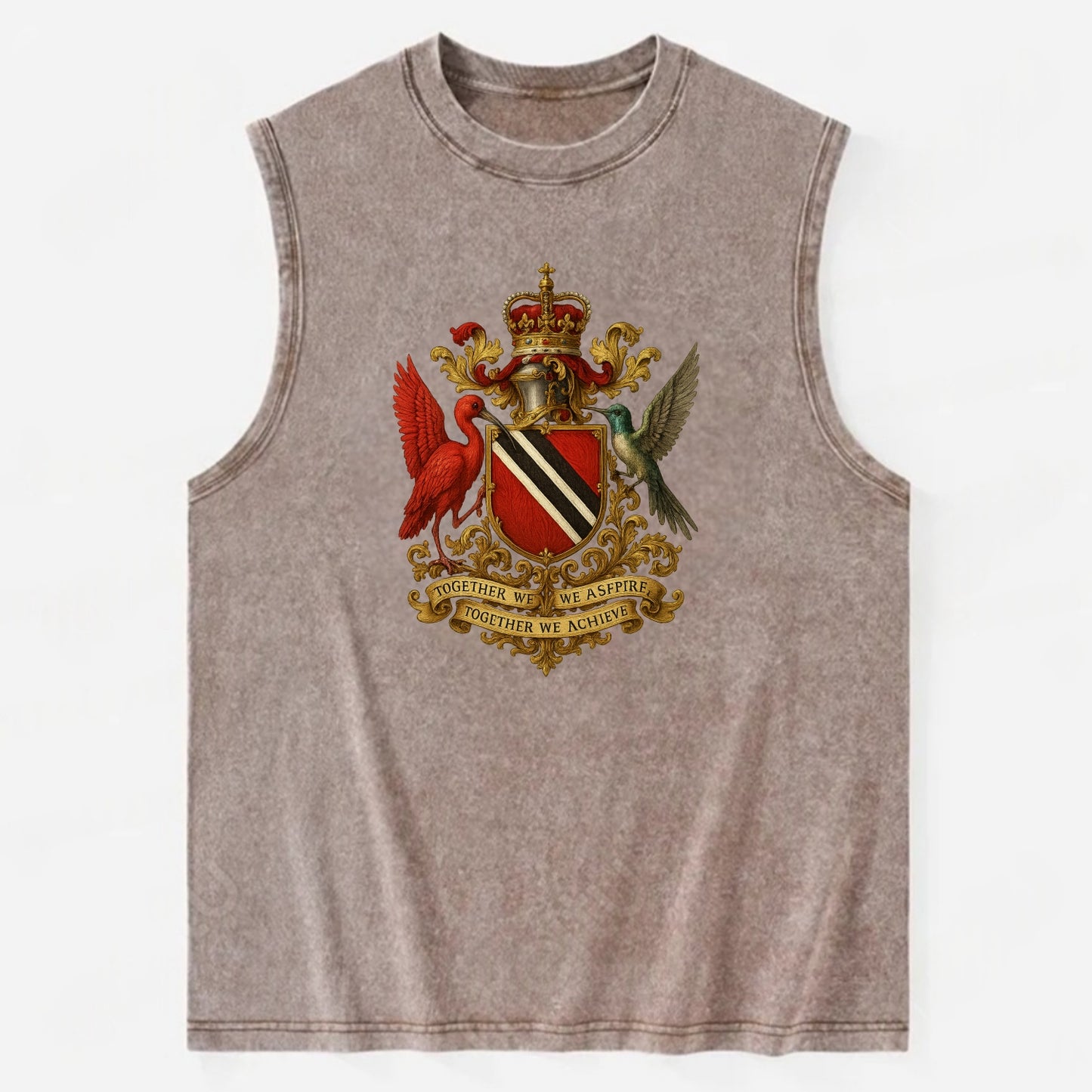 Trinidad Scarlet Ibis Emblem - Vintage Washed Tank - Brown