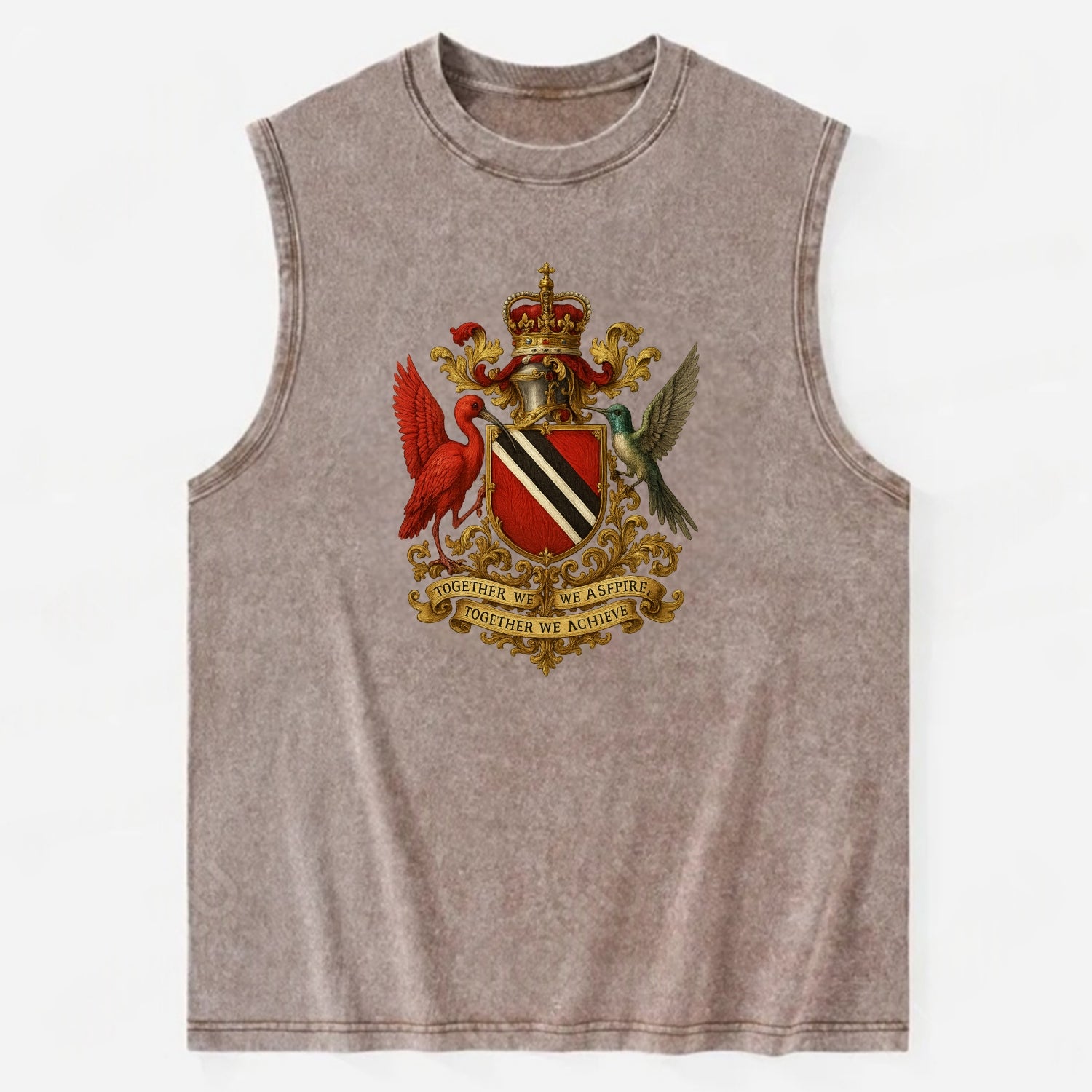 Trinidad Scarlet Ibis Emblem - Vintage Washed Tank - Brown