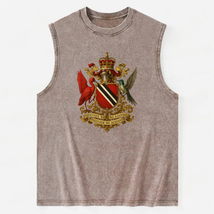 Trinidad Scarlet Ibis Emblem - Vintage Washed Tank - Brown