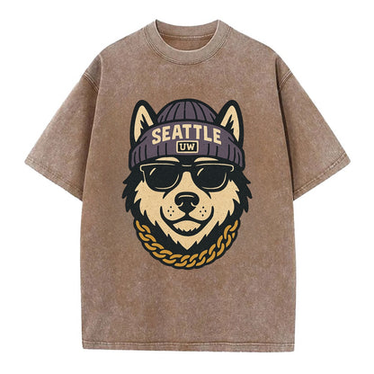 Seattle Husky - Vintage T-shirt - Brown