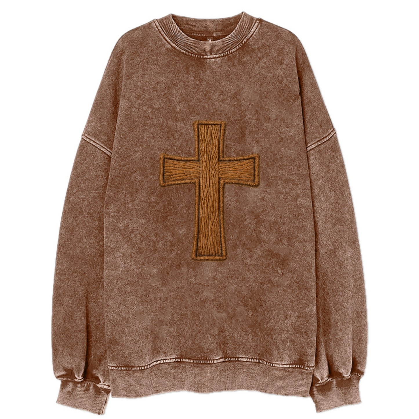 Carved Cross  - Vintage Sweatshirt - Brown