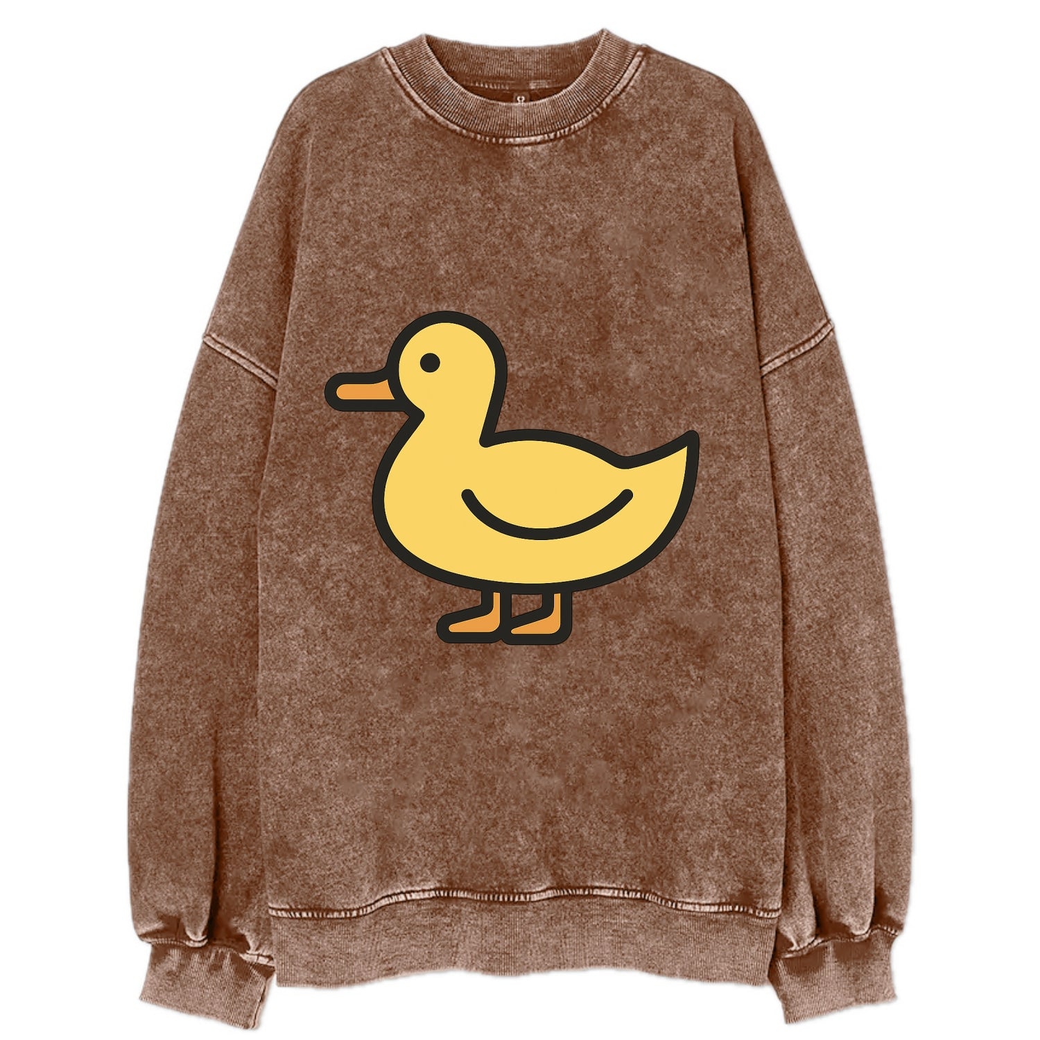 Duck - Yellow mallard flat side profile - Vintage Sweatshirt - Brown