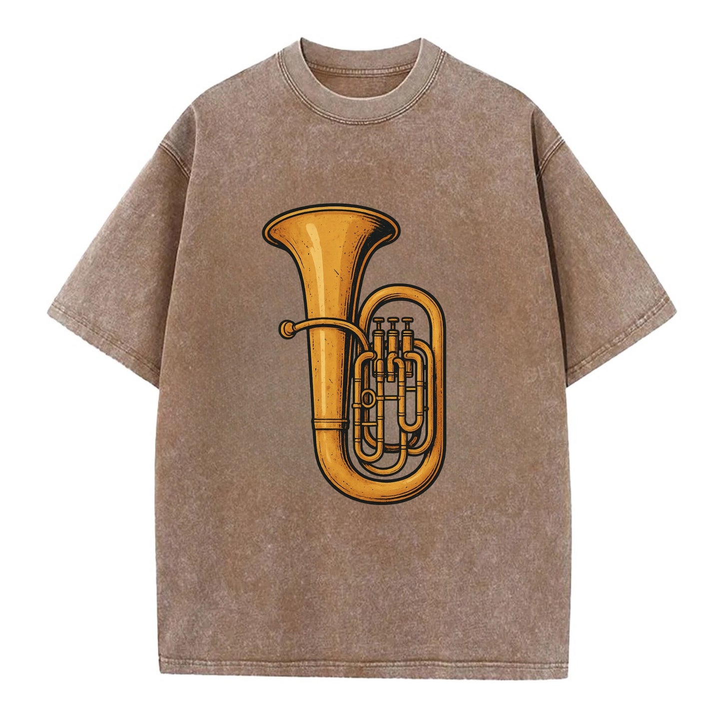 Tuba with large brass bell - Vintage T-shirt - Brown
