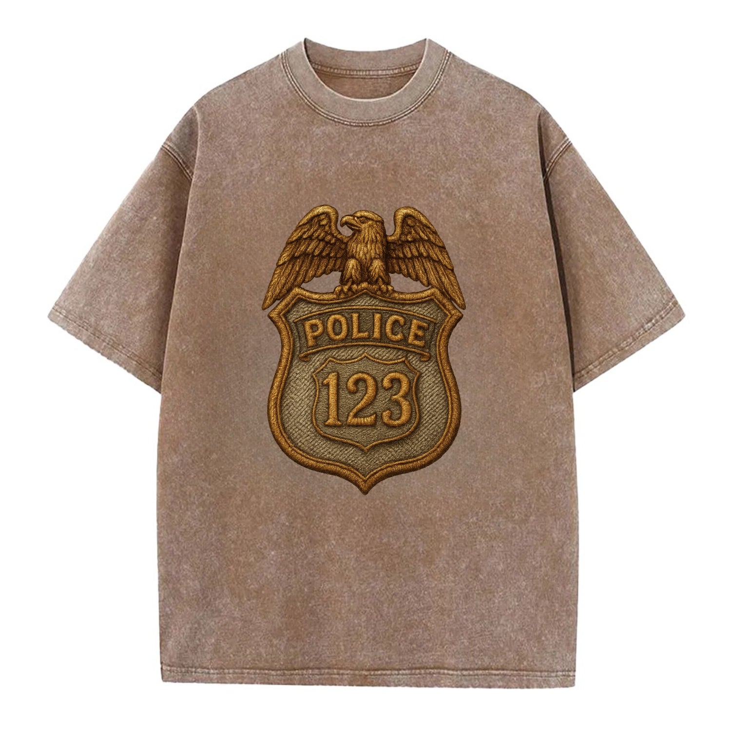 Police Badge  - Vintage T-shirt - Brown
