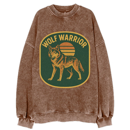 Wolf Warrior  - Vintage Sweatshirt - Brown