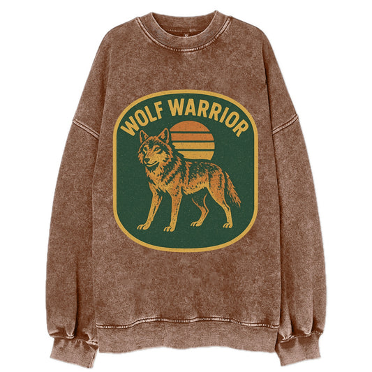 Wolf Warrior  - Vintage Sweatshirt - Brown
