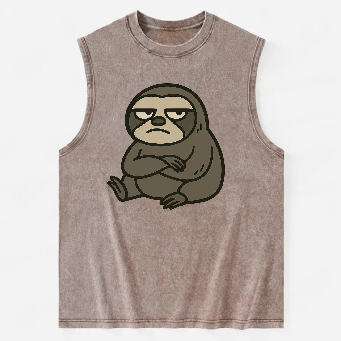 The Sloth Judging Silently - Vintage Washed Tank - Brown