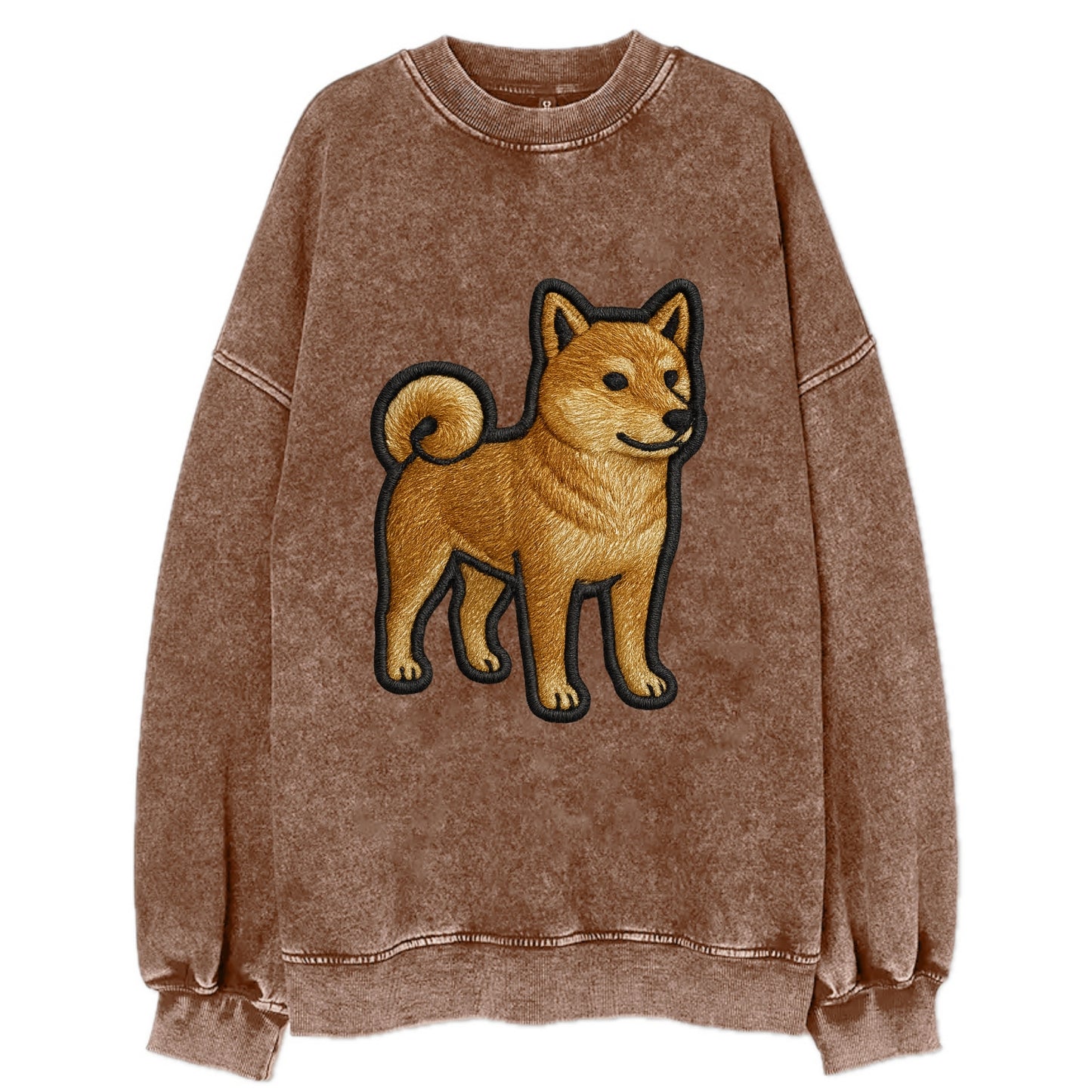 Shiba Inu - Trendy Japanese dog logo wit - Vintage Sweatshirt - Brown