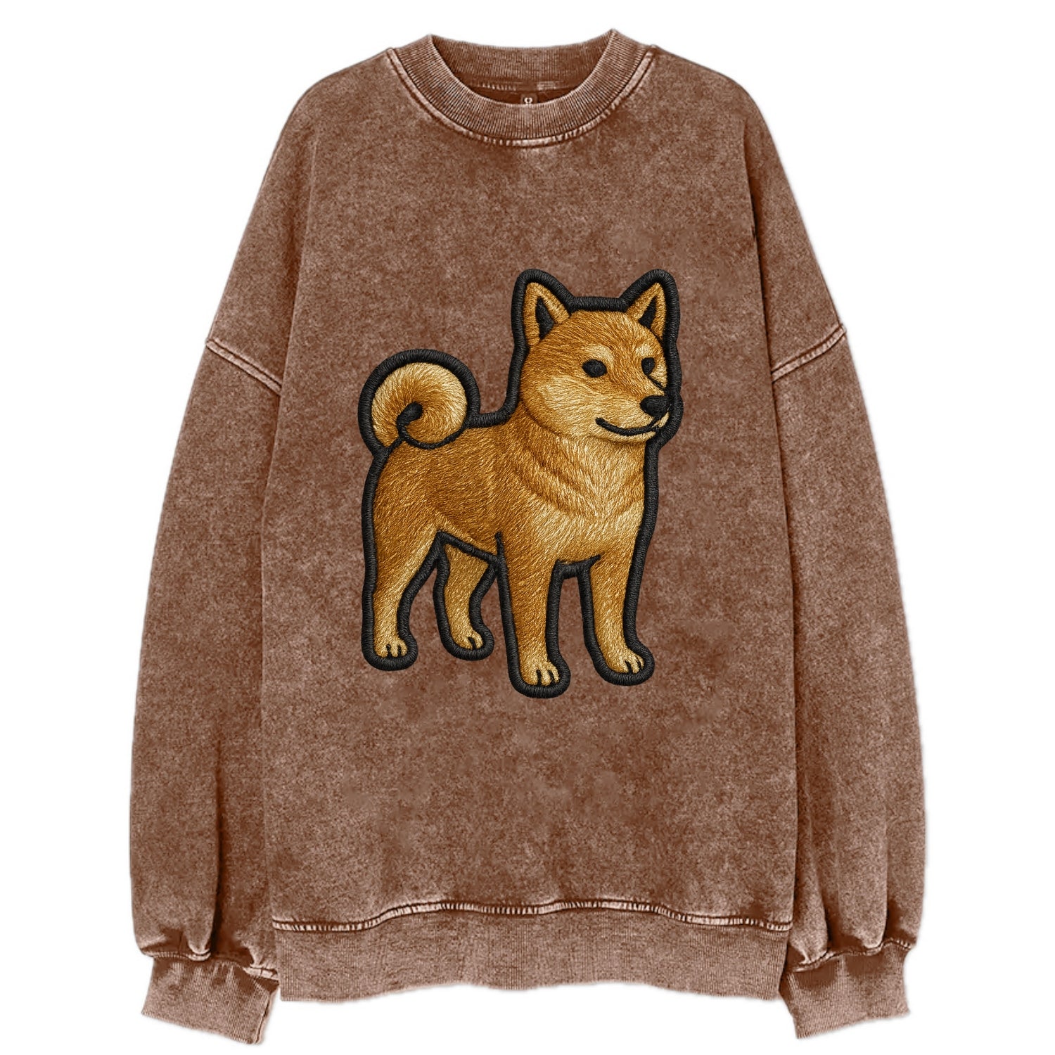 Shiba Inu - Trendy Japanese dog logo wit - Vintage Sweatshirt - Brown