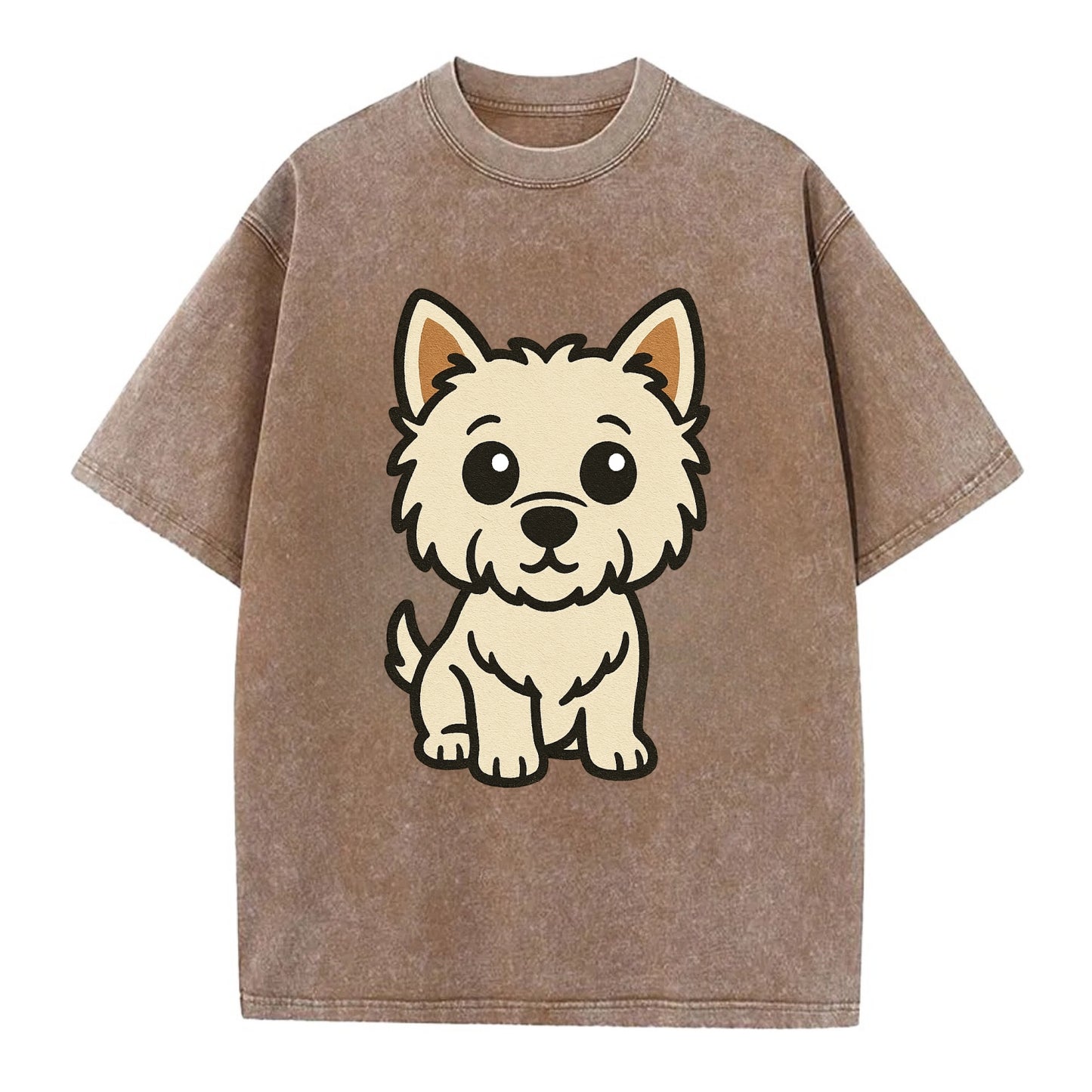 West Highland White Terrier - Alert standing pose - Vintage T-shirt - Brown