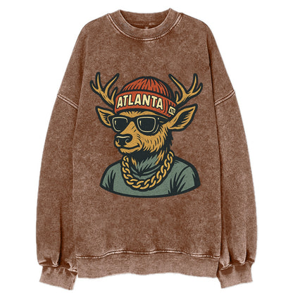 "deer" "atlanta" "atl" "red" "us South" - Vintage Sweatshirt - Brown