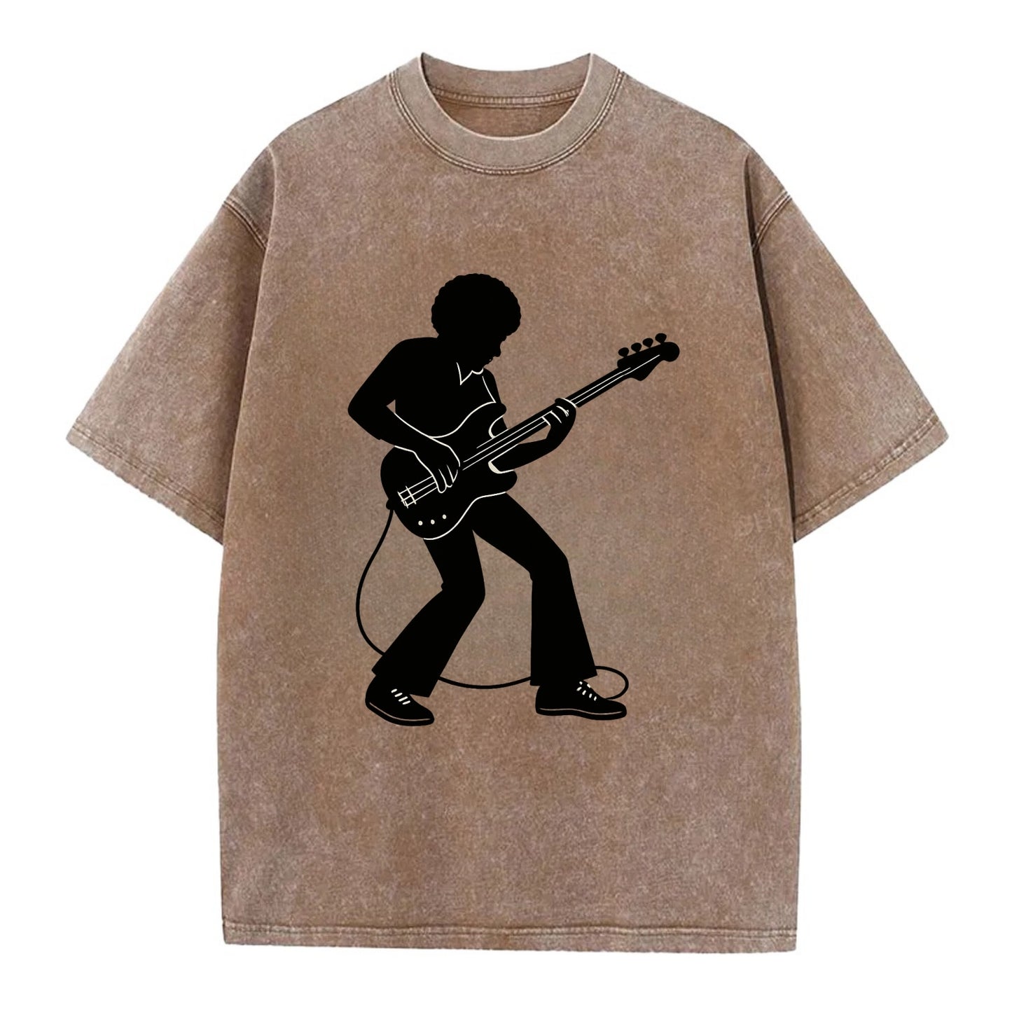 Bass guitarist slap technique - Vintage T-shirt - Brown