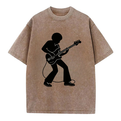 Bass guitarist slap technique - Vintage T-shirt - Brown
