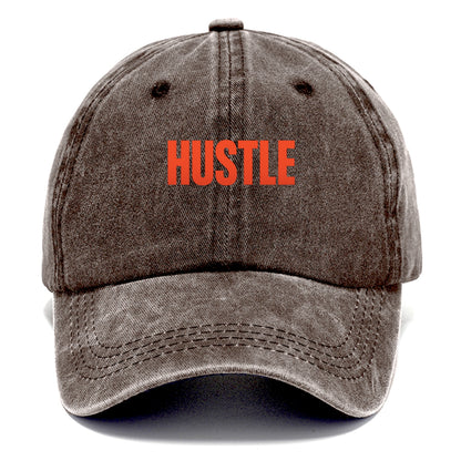 Bold typography design - "HUSTLE" - work hard, grind, chase dreams - Classic Cap - Brown