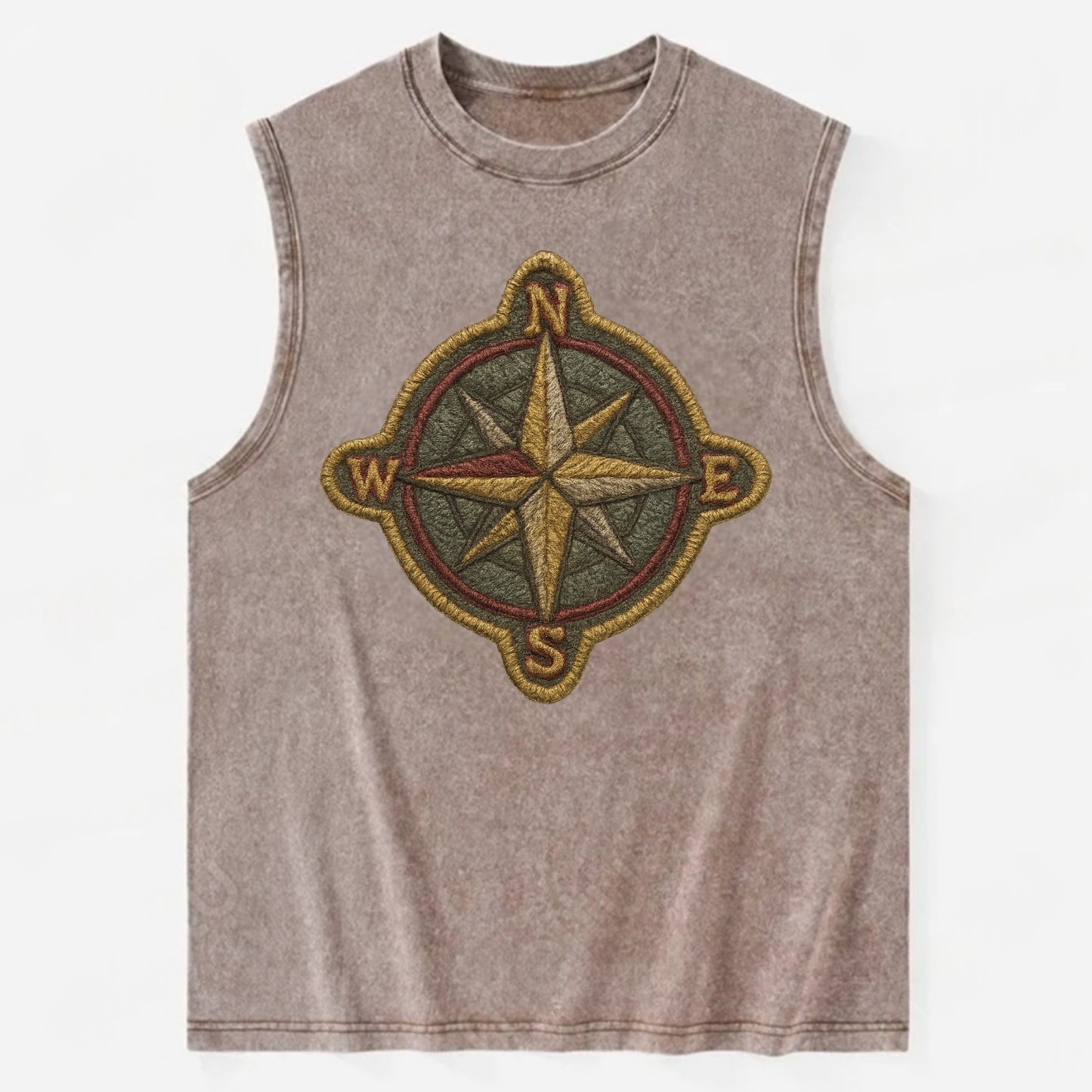 Compass rose with cardinal directions - explorer symbol - Vintage Washed Tank - Brown