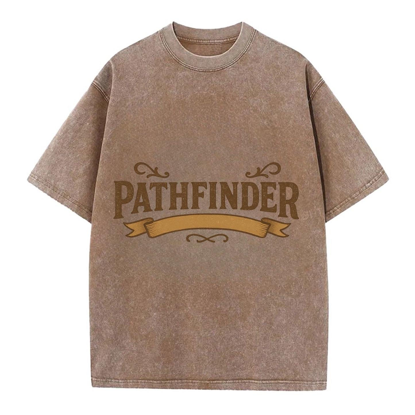 Bold typography design - "PATHFINDER" - finding the way, leading others - Vintage T-shirt - Brown