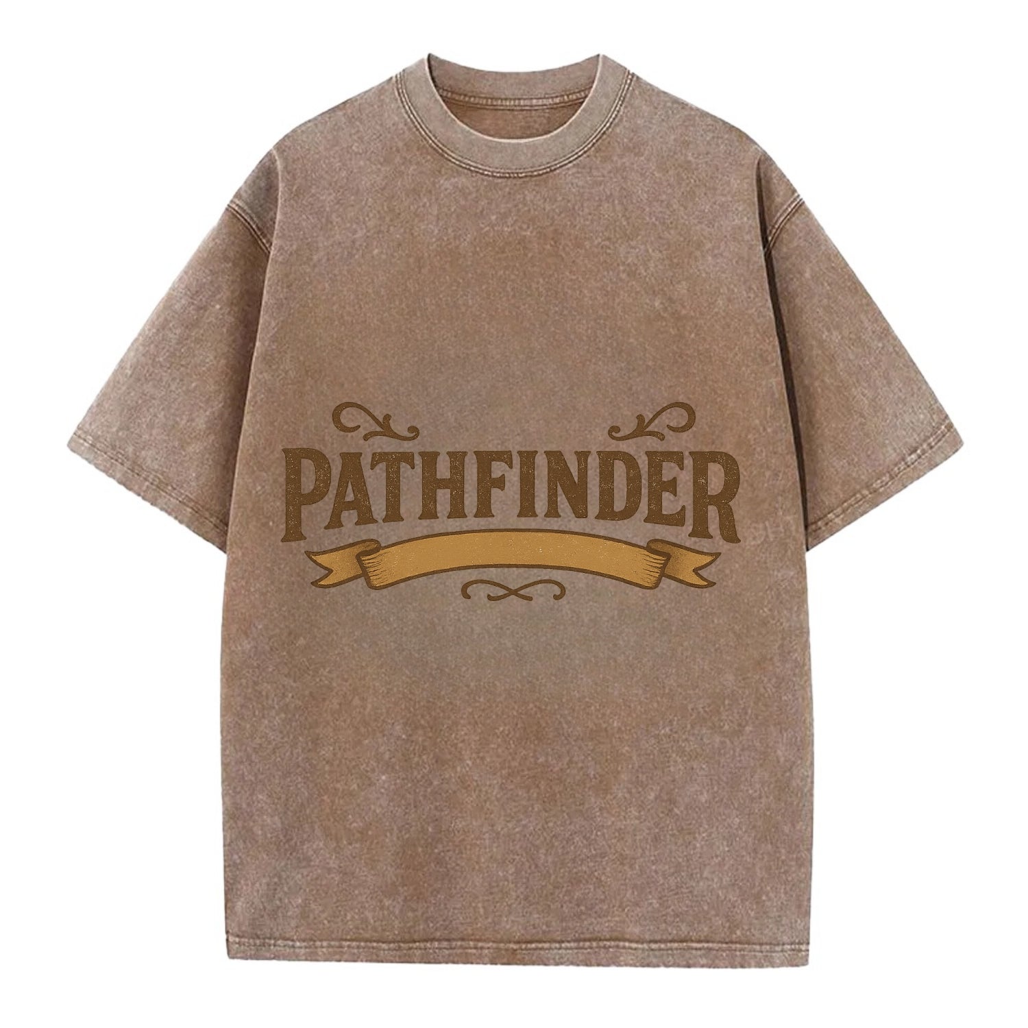 Bold typography design - "PATHFINDER" - finding the way, leading others - Vintage T-shirt - Brown