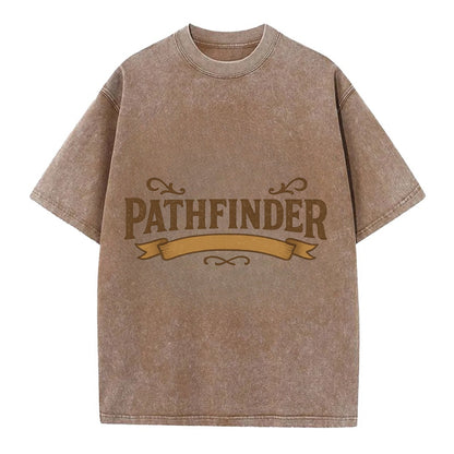 Bold typography design - "PATHFINDER" - finding the way, leading others - Vintage T-shirt - Brown