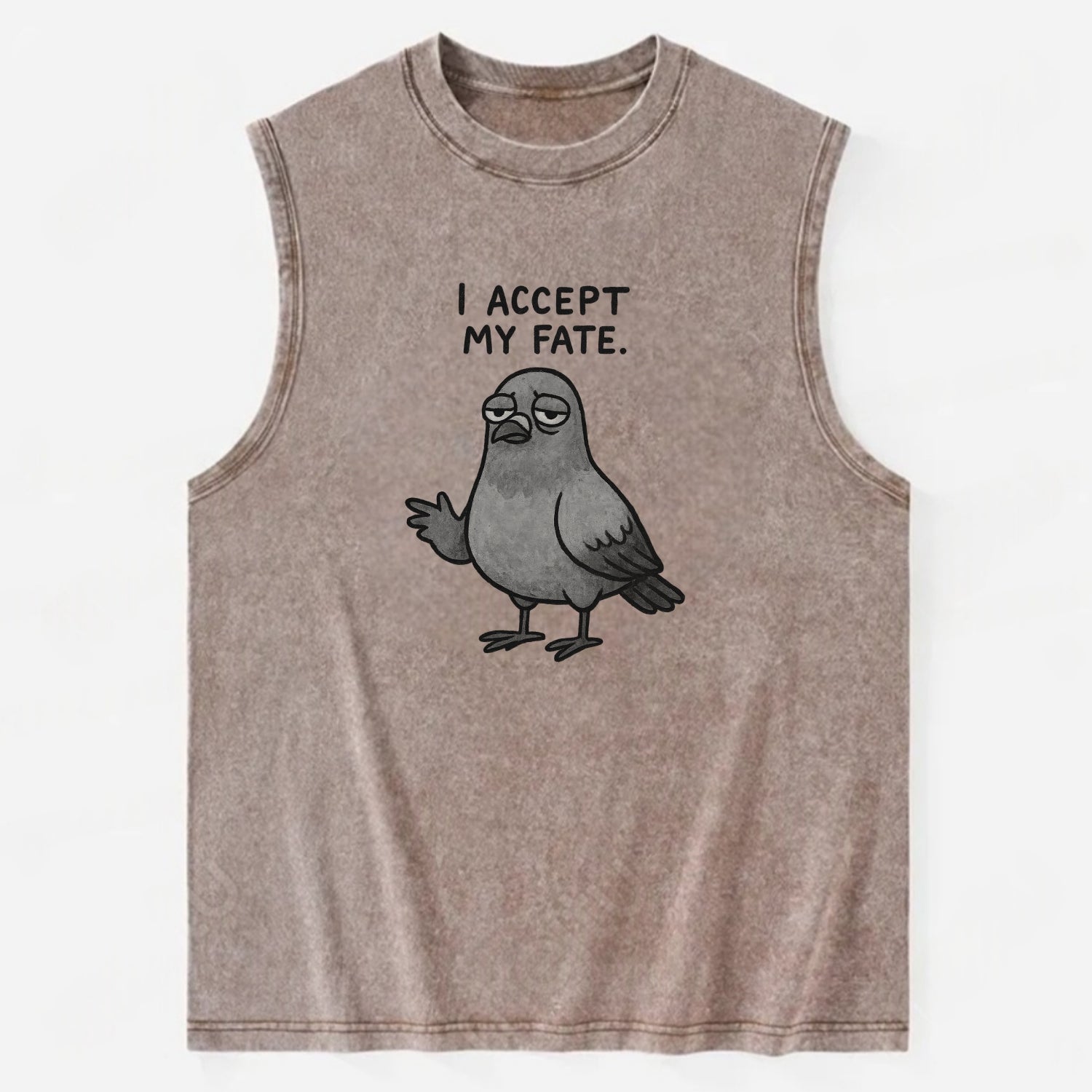 YOU MUST HONOR THE PIGEON | Grey pigeon - Vintage Washed Tank - Brown