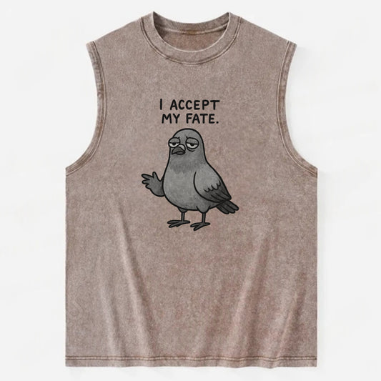 YOU MUST HONOR THE PIGEON | Grey pigeon - Vintage Washed Tank - Brown